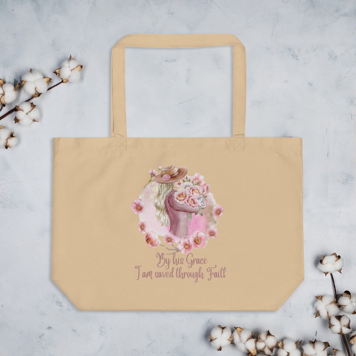 By His Grace Large organic tote bag