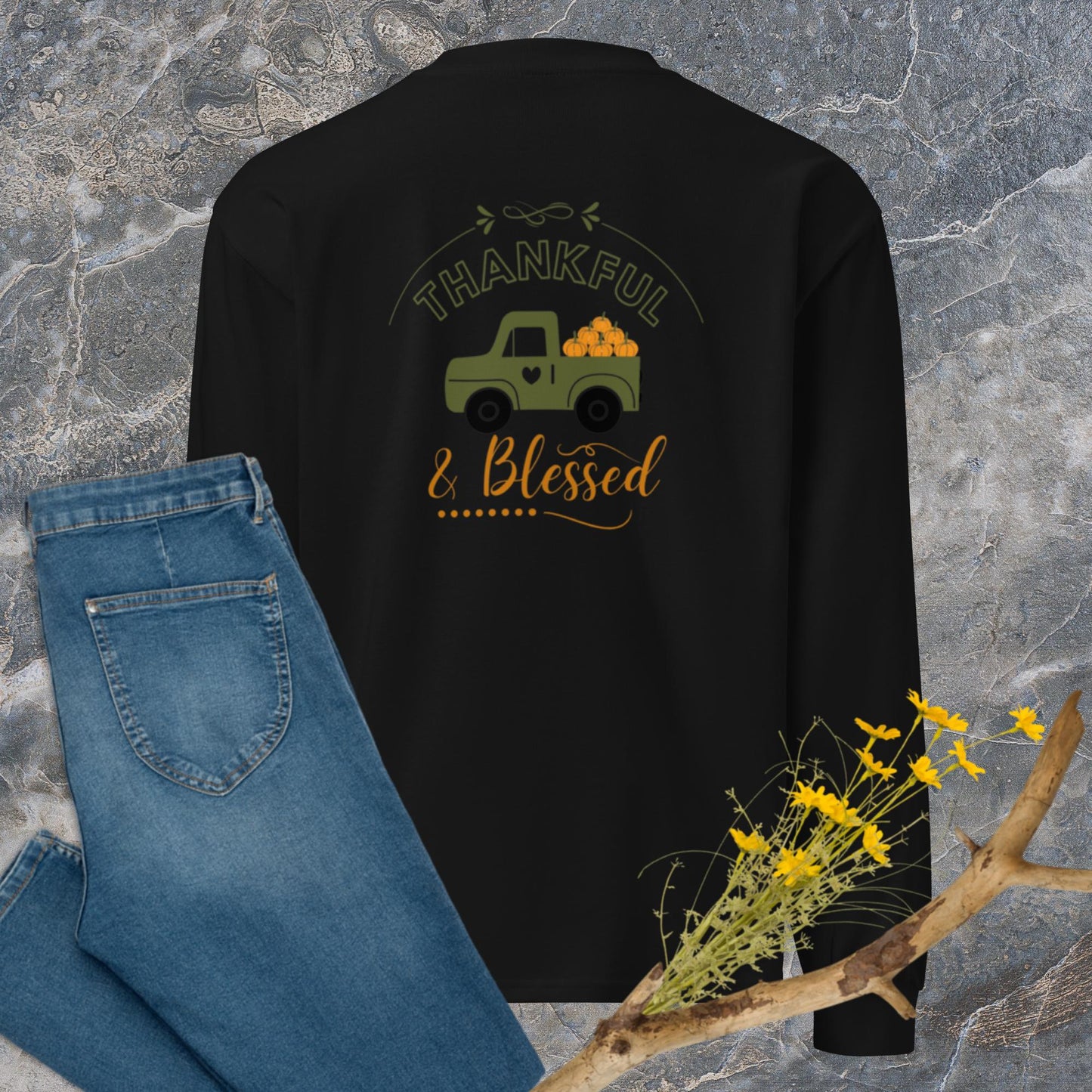 Thankful and blessed heavyweight long sleeve shirt